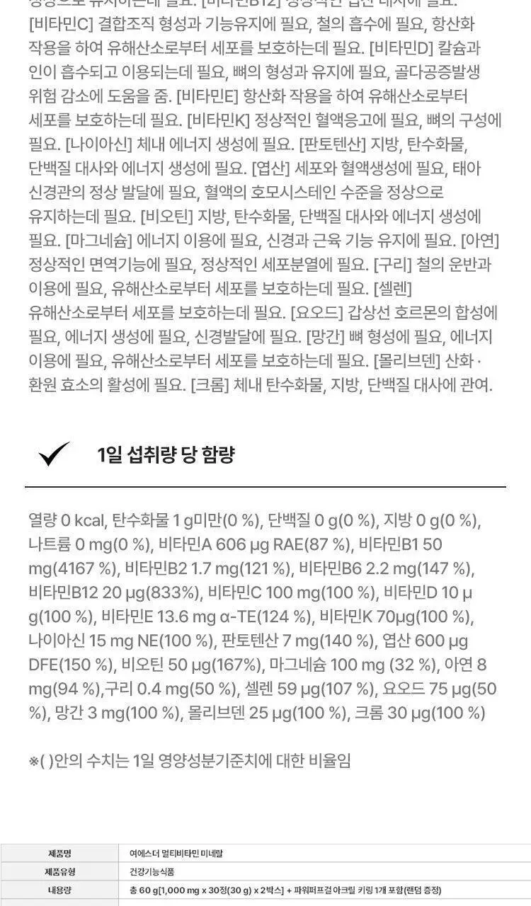 [키링증정/1+1더블기획] 여에스더 멀티비타민 미네랄 파워퍼프걸 에디션 (총 2개월분) 상세페이지 24